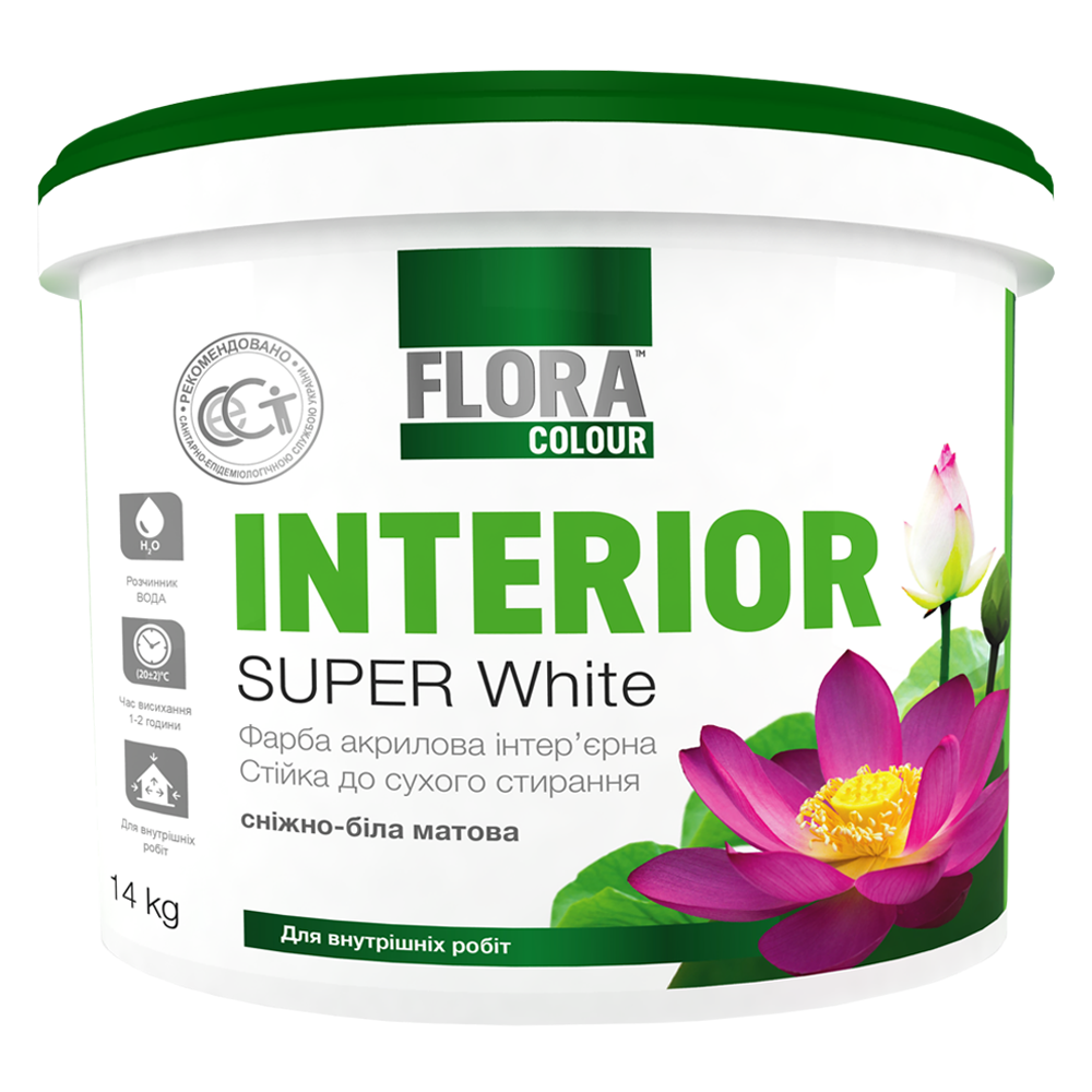 Фарба інтер'єрна стійка до сухого стирання FLORA COLOUR 14 кг